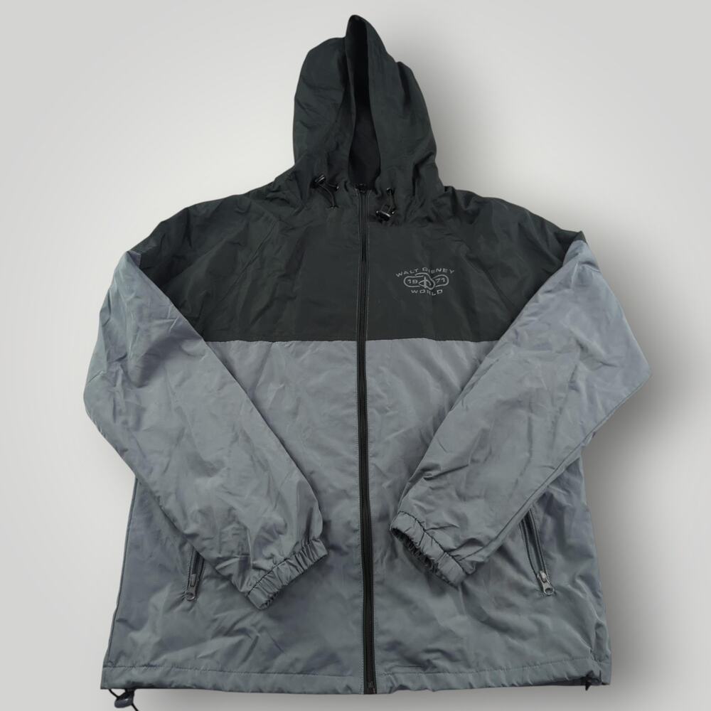 Walt Disney World Parks 1971 Windbreaker Jacket Black Gray Men's Size S Full Zip